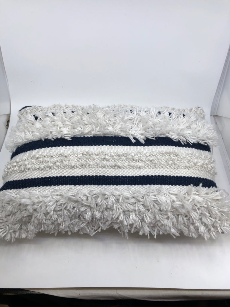OFF WHITE BLUE STRIPE PILLOW.