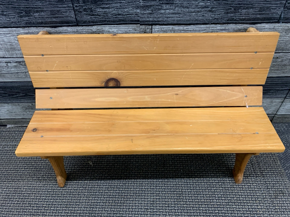 WOOD SMALL DOLL BENCH.