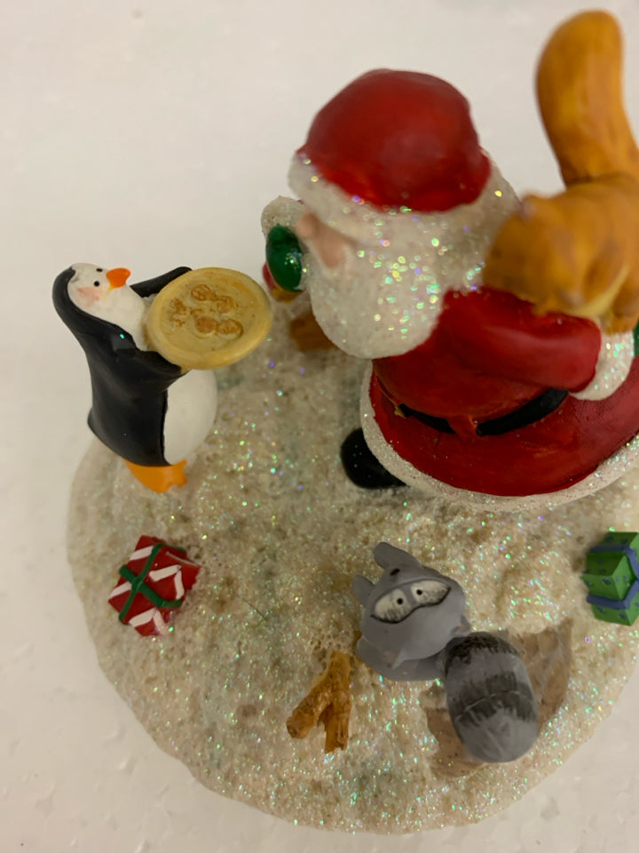 PENGUIN HOLDING COOKIE PLATE FOR SANTA CANDLE TOPPER.