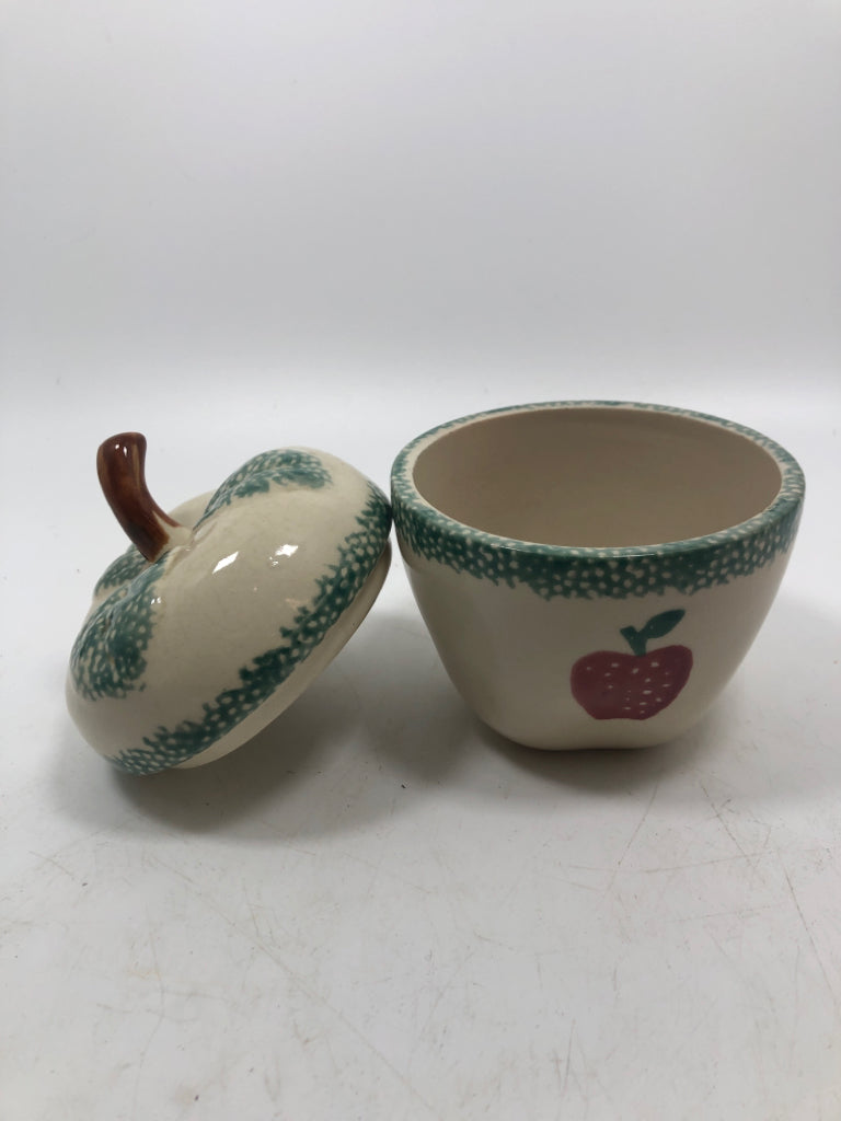 SPONGEWARE CERAMIC APPLE JAR.