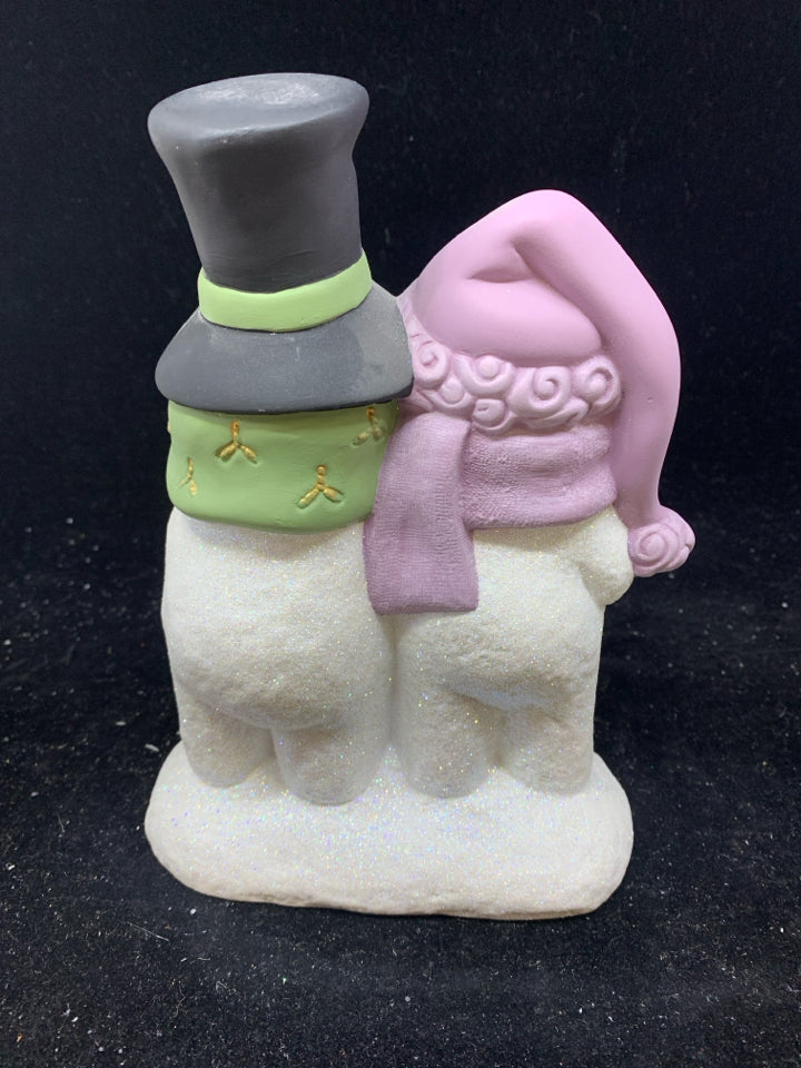 "FRIENDSHIP" GLITTER GIRL & BOY SNOWMEN.