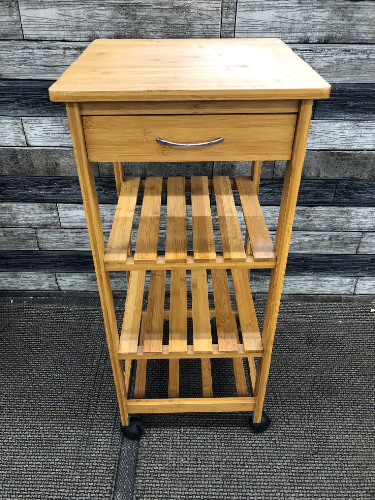 ROLLING WOODEN STORAGE CABINET.