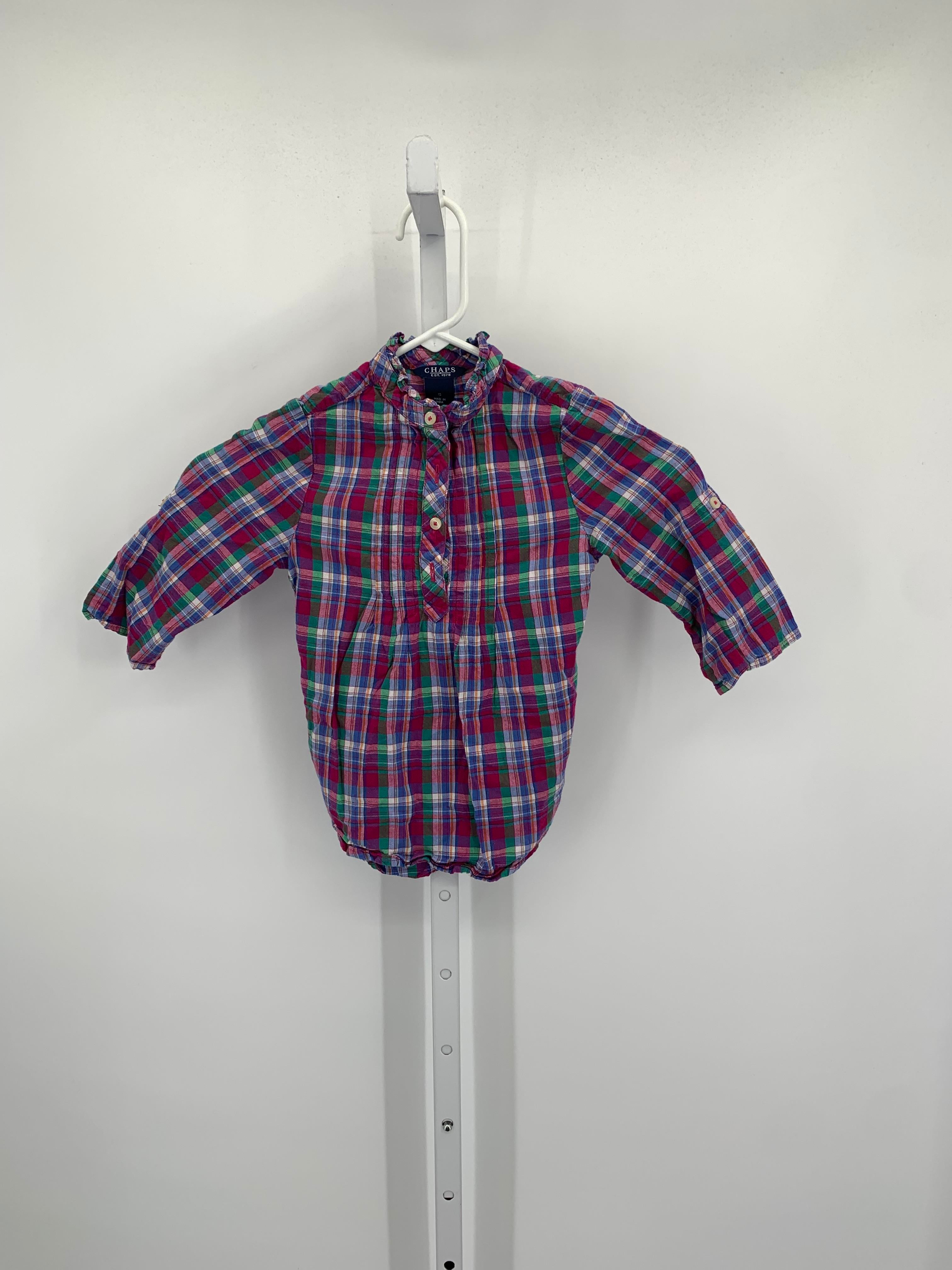 Chaps Size 5 Girls 3/4 Sleeve Shirt