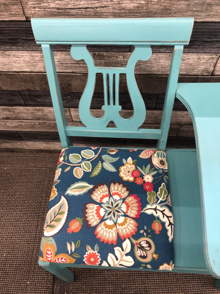 TEAL PAISLEY TELEPHONE DESK.