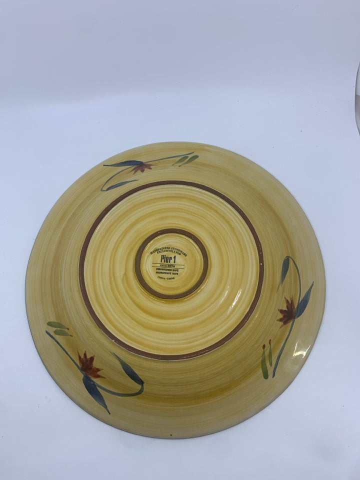 GREEN AND YELLOW FLORAL SERVING PLATE.