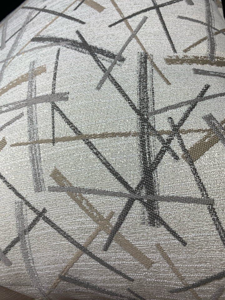 CREAM PILLOW W/GOLD, SILVER LINES.