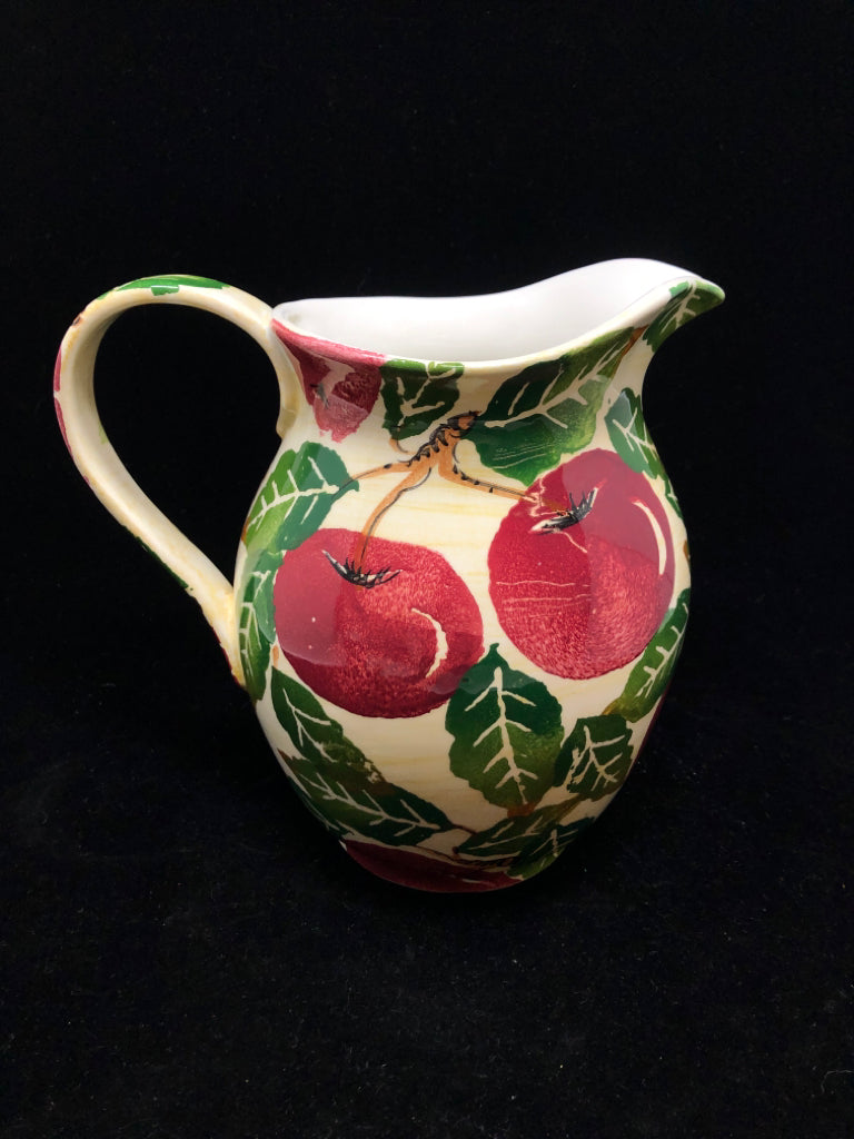 APPLE PAINTED PITCHER MADE IN ITALY.