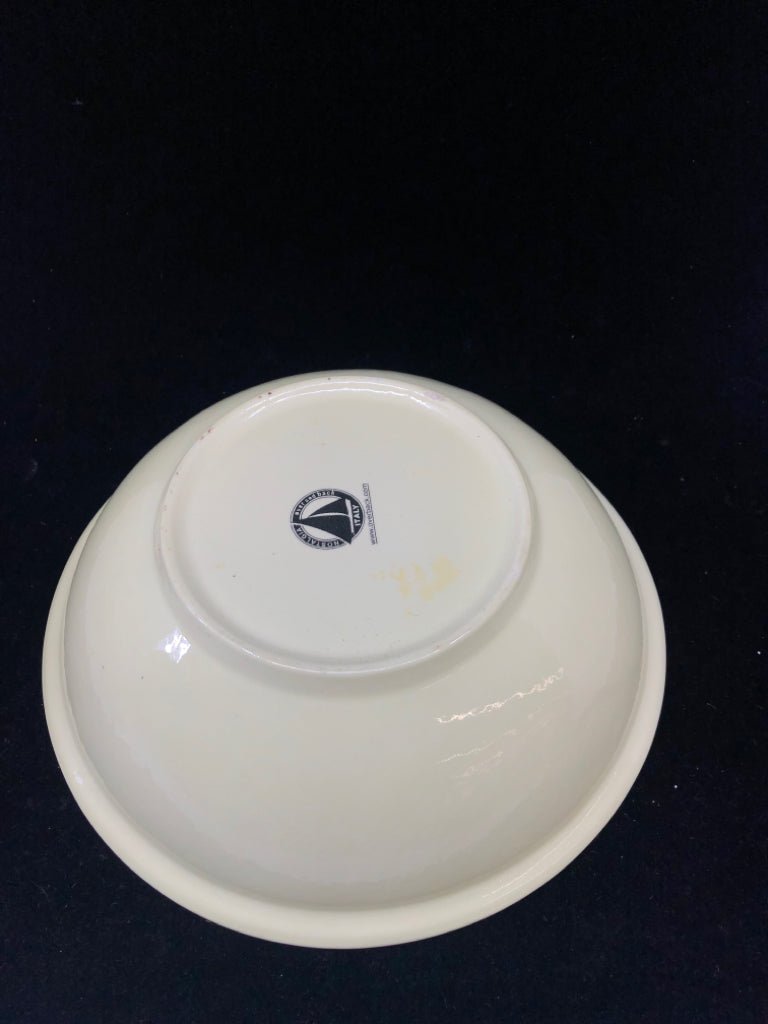 SERVING BOWL YELLOW W/ PINK RIM.