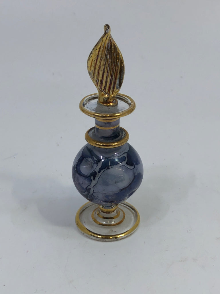 BLUE MARBLE ROUND PERFUME BOTTLE.