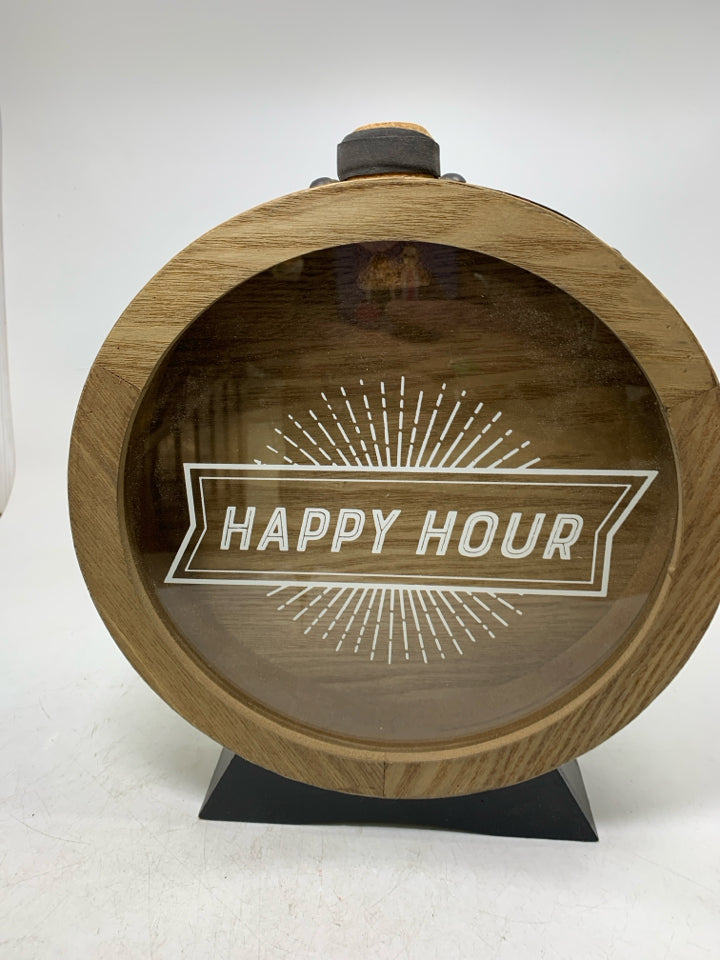 FAUX WOOD STAND HAPPY HOUR CORK CATCH.