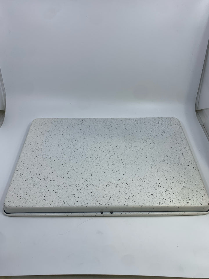 WHITE SPECKLED NON STICK METAL BAKING SHEET PAN.