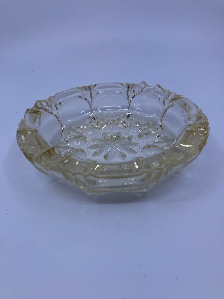 CUT GLASS STAR PATTER ASHTRAY.
