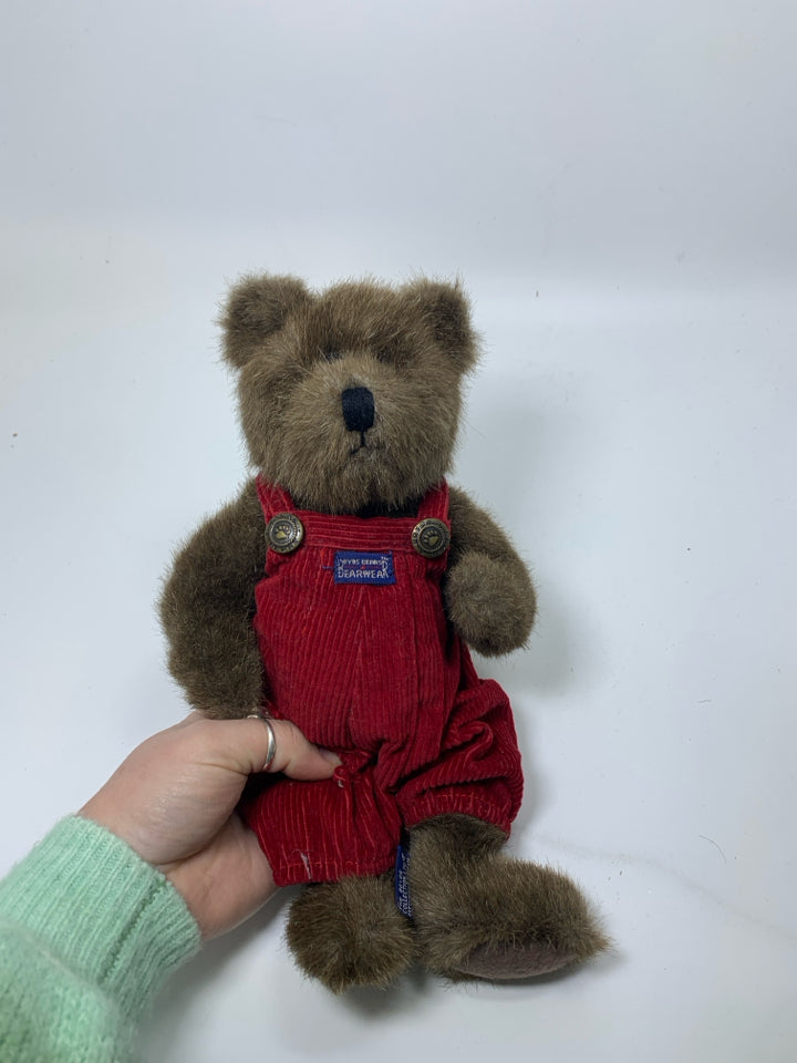BOYDS BEAR W/ RED CORDUROY OVER ALLS.