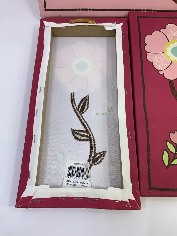 3PC PINK FLOWER CANVAS WALL DECOR.