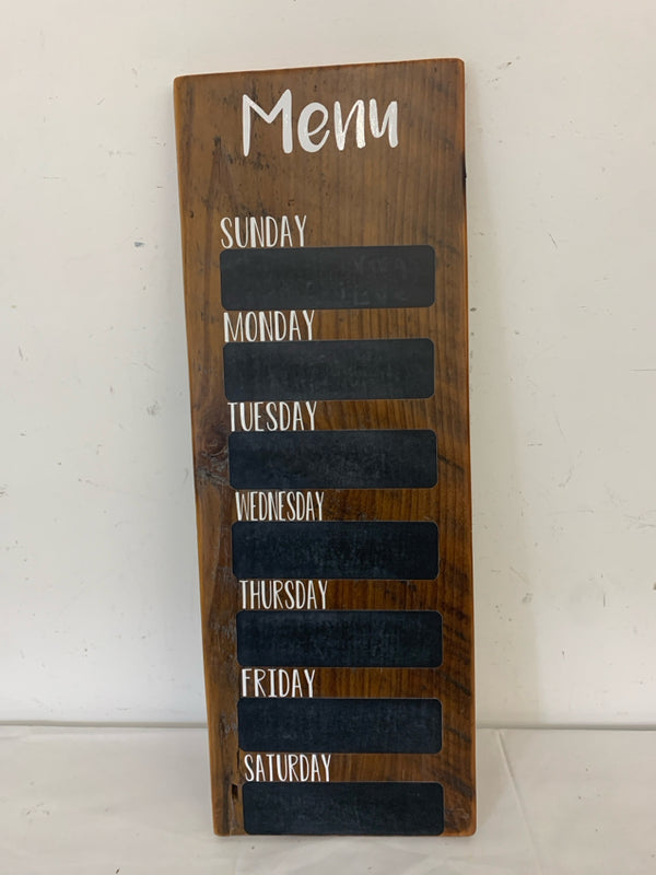 WOOD WEEKLY DINNER MENU WALL ART CHALK BOARD.