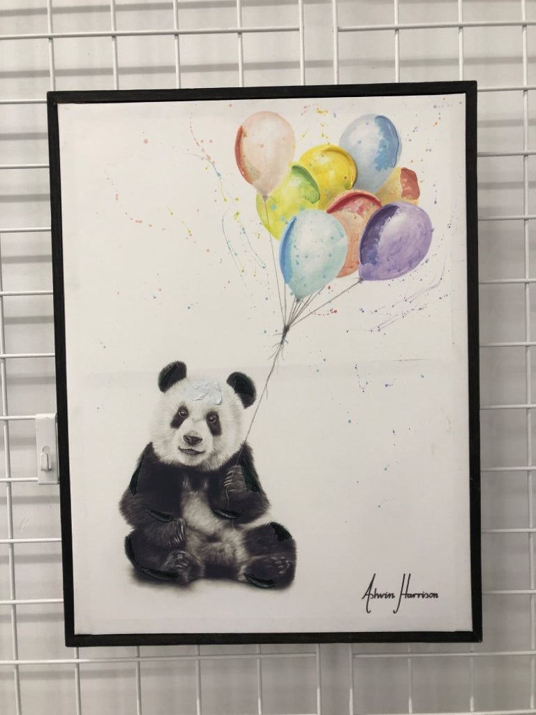 PANDA HOLDING BALLOONS WALL ART.
