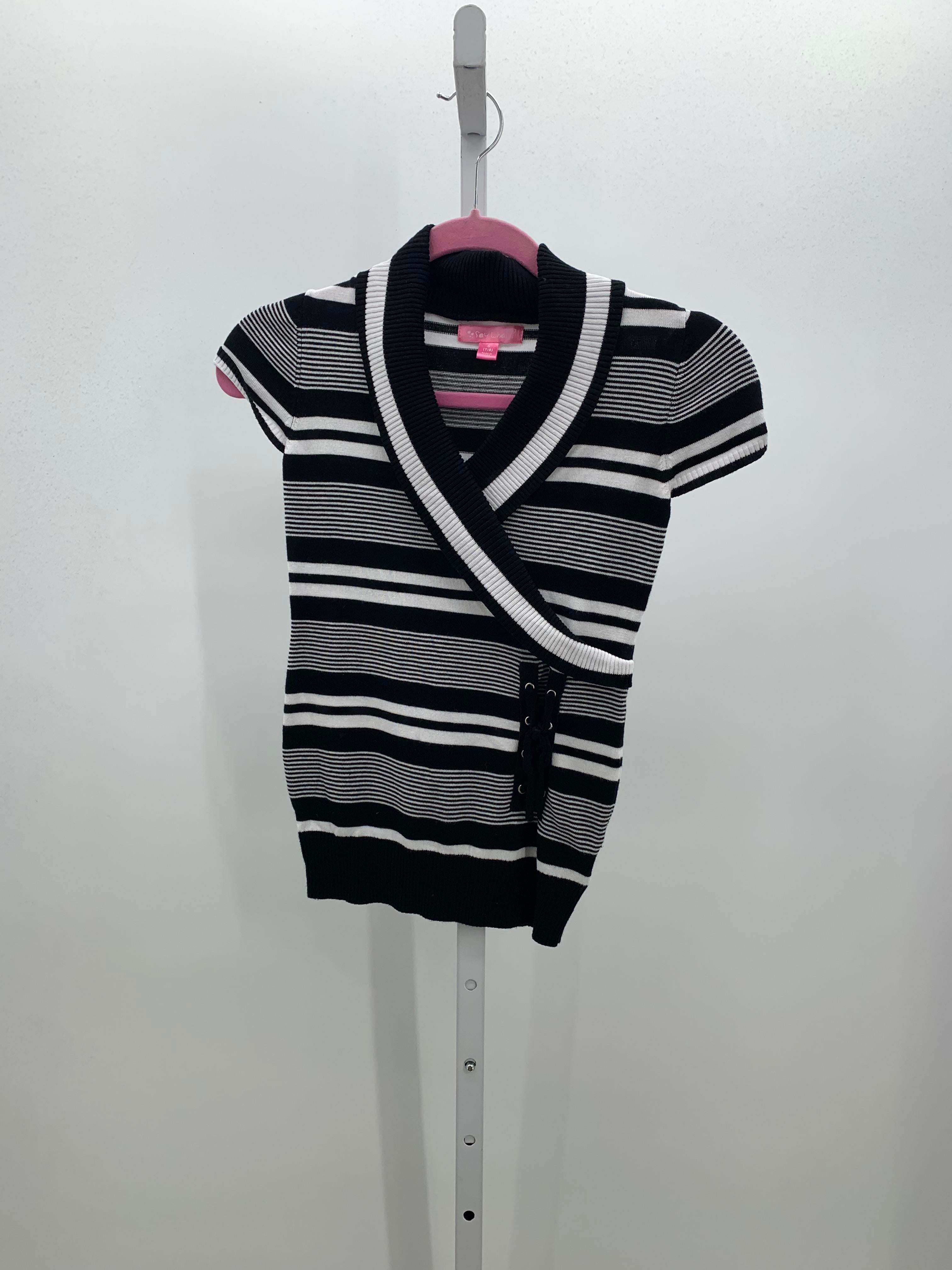 Say What? Size 7-8 Girls Short Sleeve Sweater