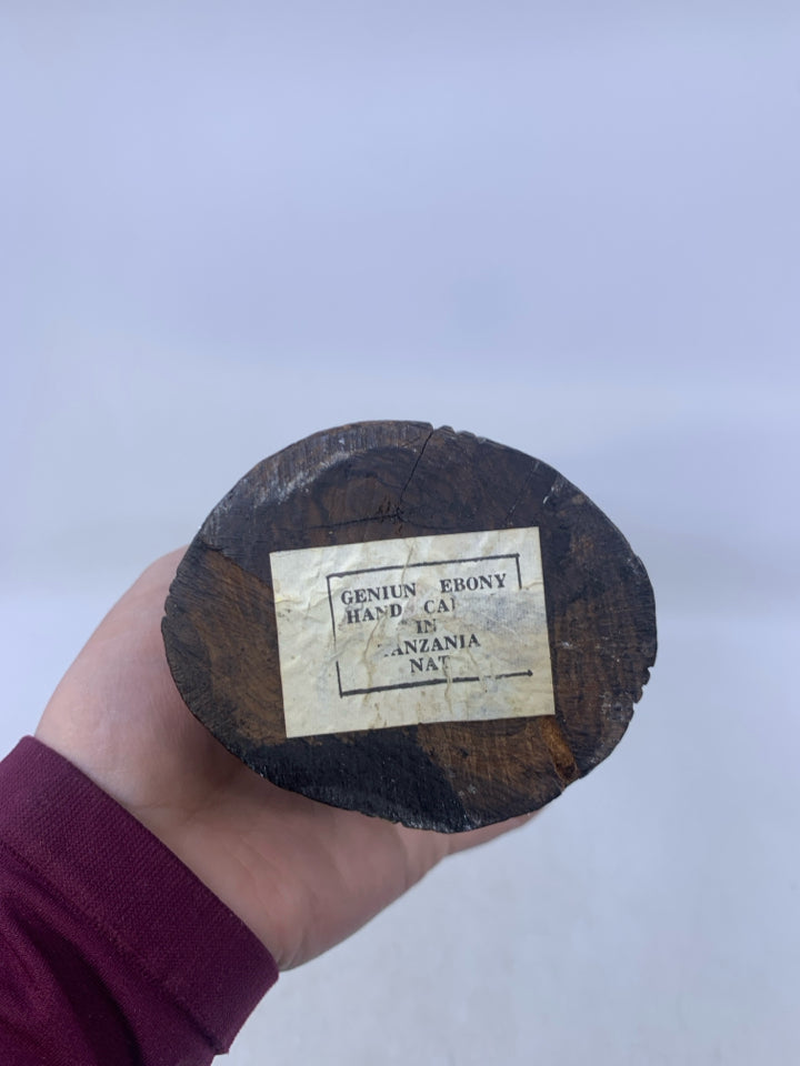 HEAVY BLACK CARVED WOOD HEAD/BUST FOLK ART.