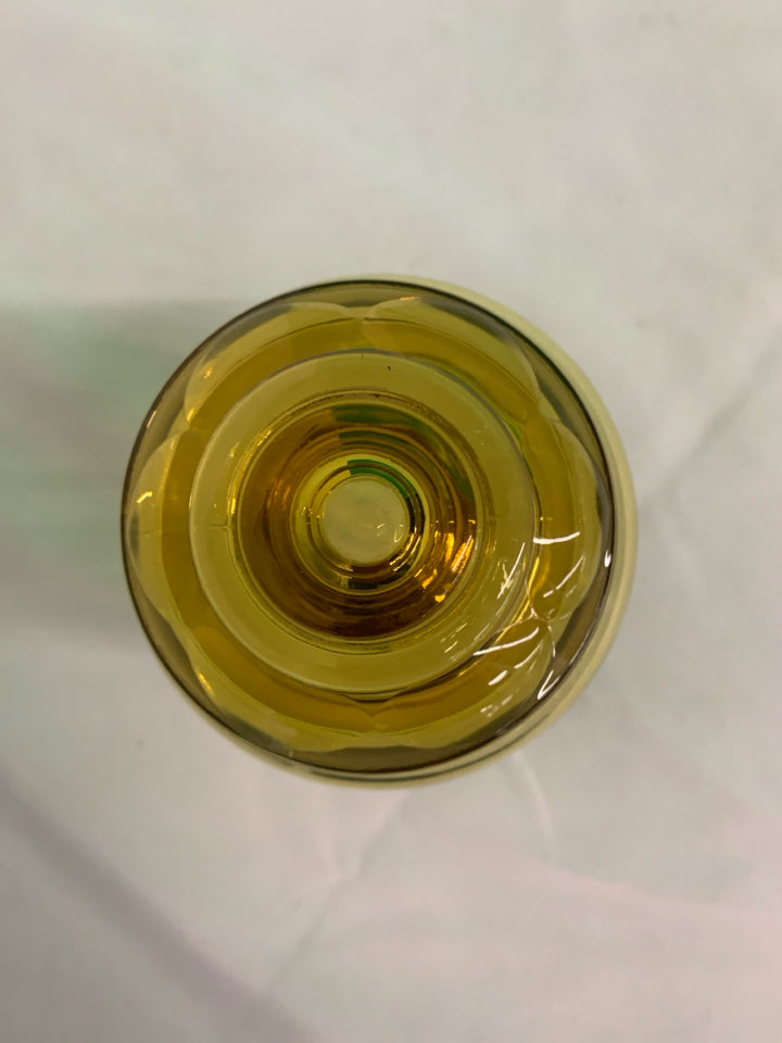 PALE AMBER GLASS CANISTER.