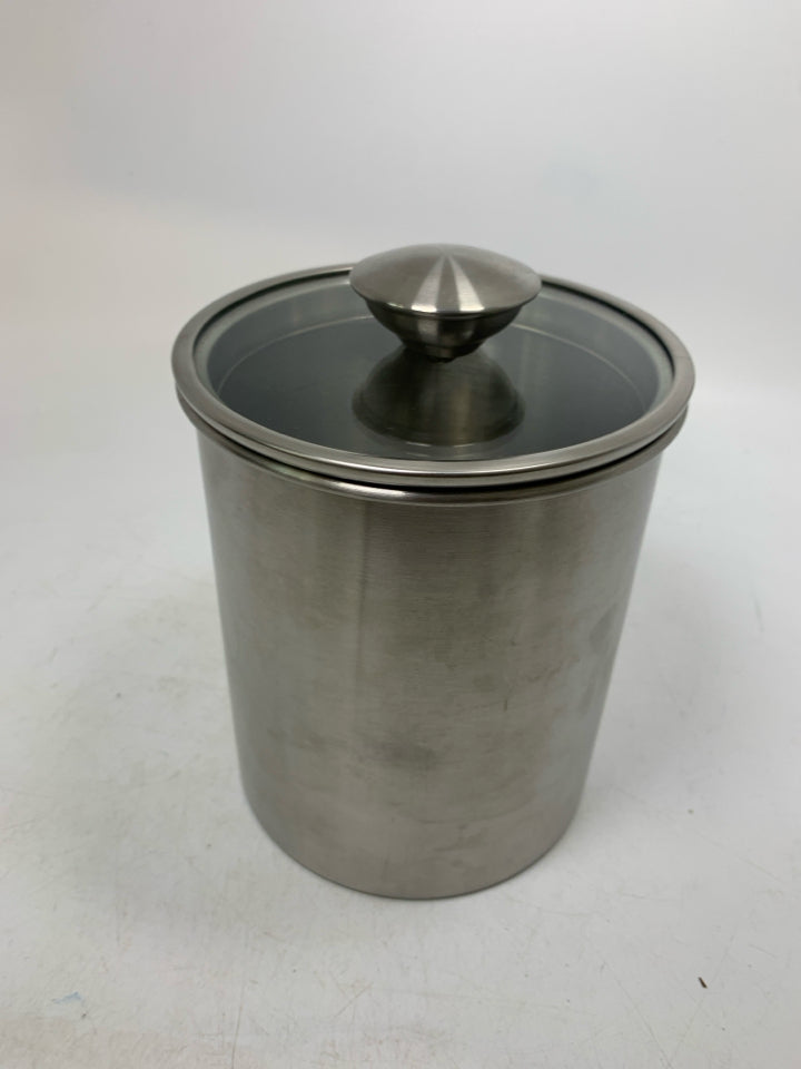 ENJOY STAINLESS STEEL CANISTER W/ GLASS LID.