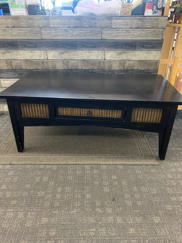 BLACK COFFEE TABLE W DRAWER.