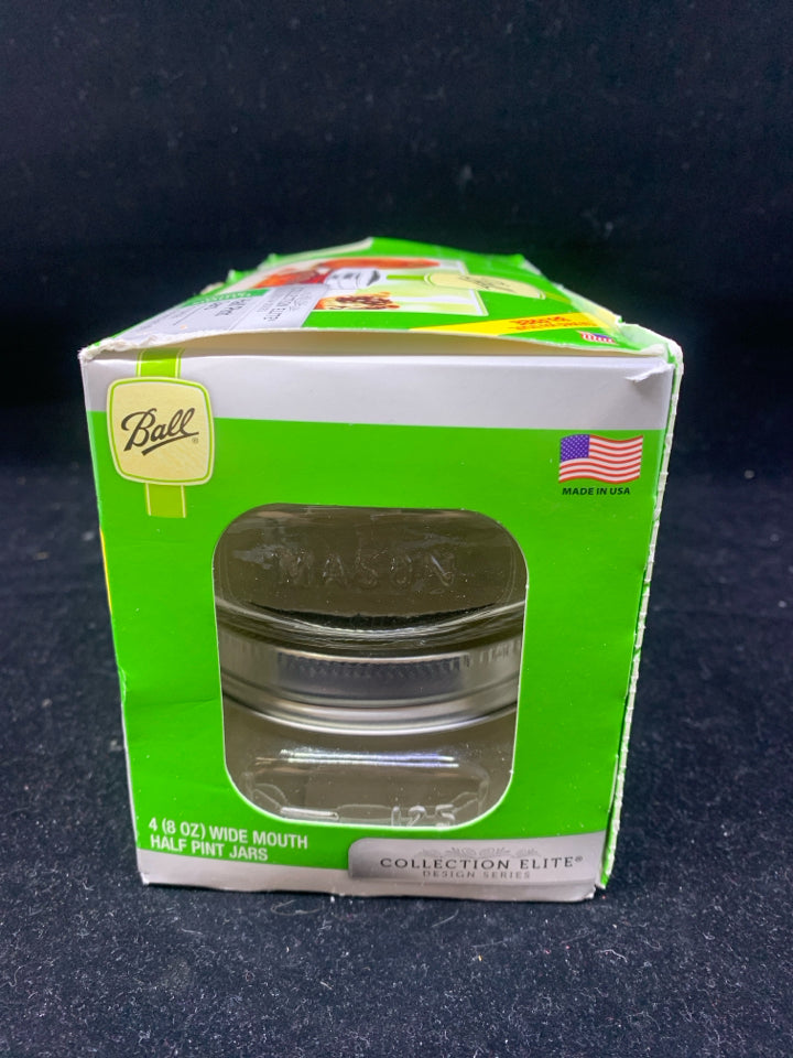 NIB BALL HALF PINT JARS.