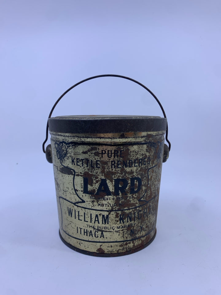 VTG METAL LARD TIN.