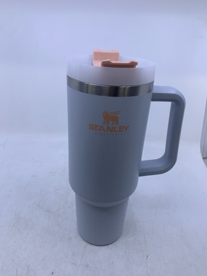 NEW LIGHT BLUE CUP W/ PINK WRITING.