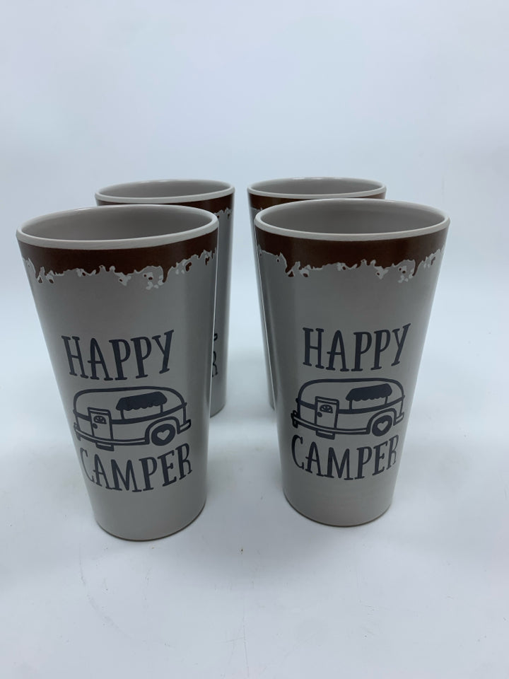 4PC HAPPY CAMPER PLASTIC CUPS.
