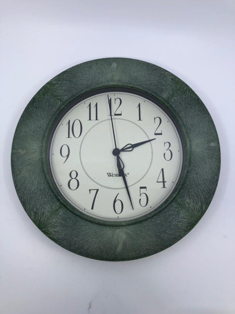 GREEN WESTCLOX WALL CLOCK.