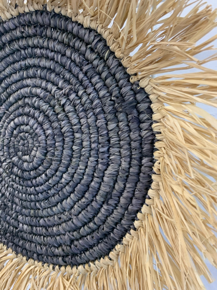 GRAY JUTE WALL-HANGING.