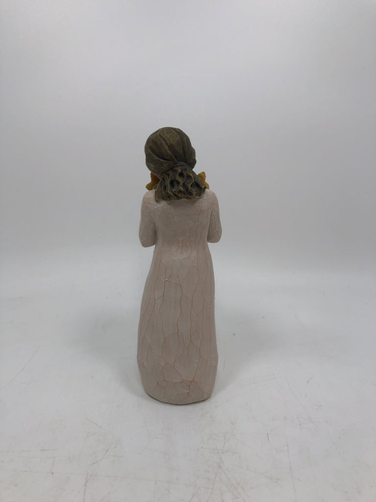 GIRL SMELLING FLOWERS "WARM EMBRACE" FIGURINE.