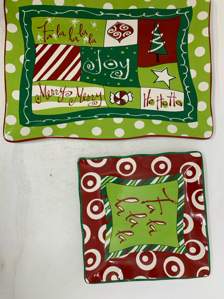 4 GREEN/RED CERTIFIED INTERNATIONAL 3 PLATES 1 PLATTER.