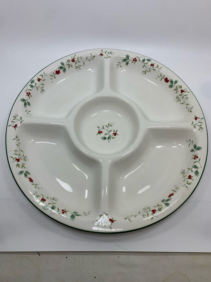 PFALTZGRAFF WINTERBERRY DIVIDED SERVING PLATTER.