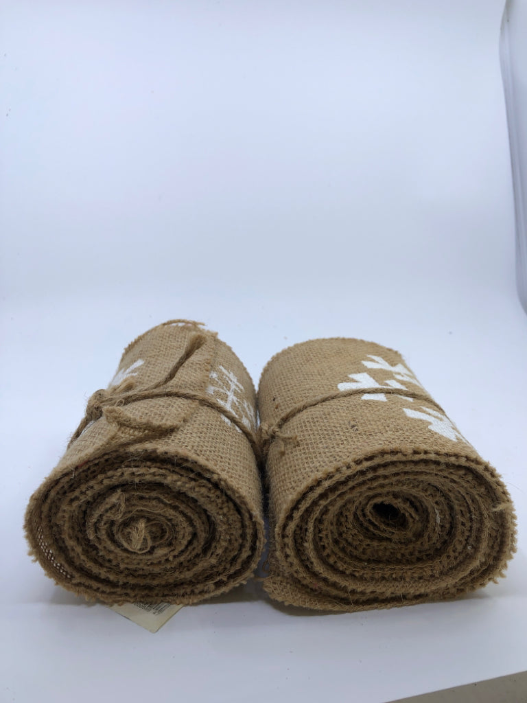 2 NIP BURLAP SNOWFLAKE RIBBON