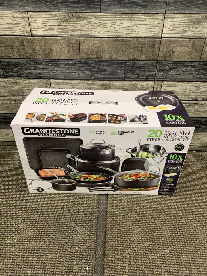 NIB 20PC COOKWARE SET - GRANITESTONE.