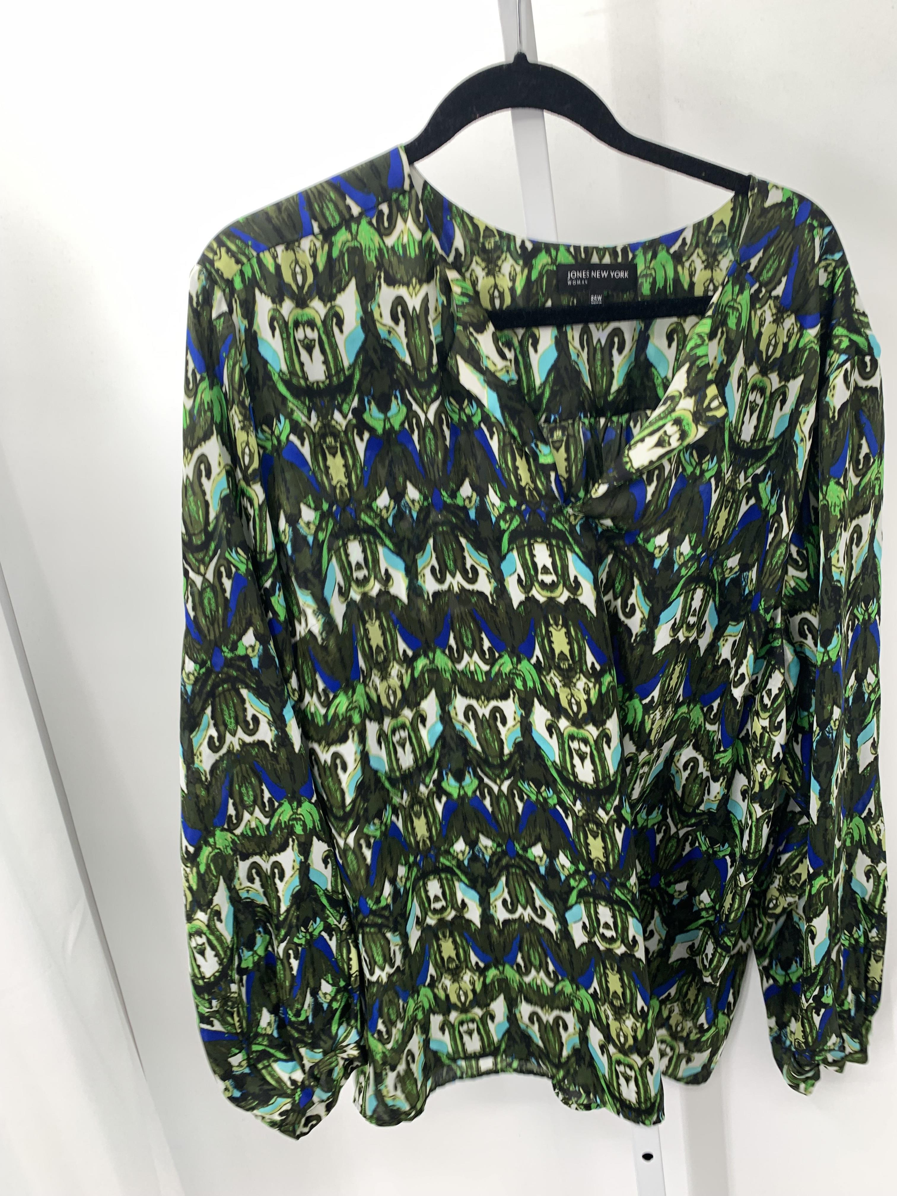 Jones New York Size 24 W Womens Long Sleeve Shirt