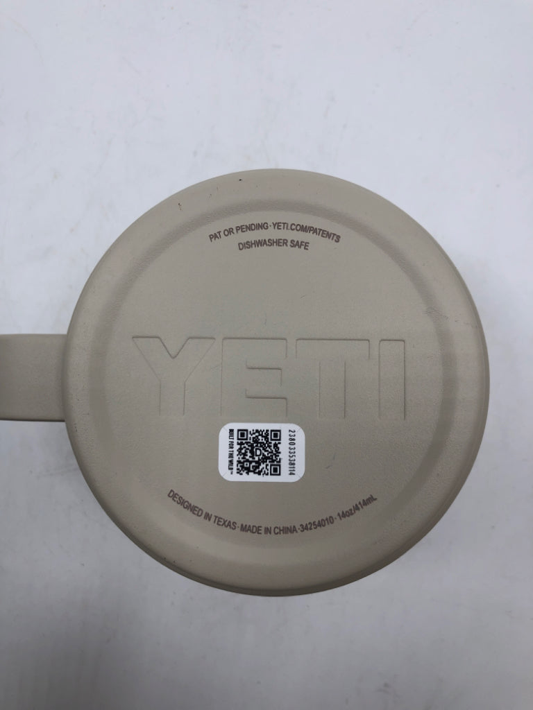 YETI TAN INSULATED MUG W/LID.