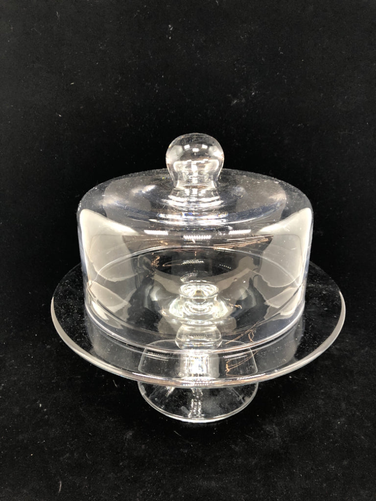 COVERED PEDESTAL CAKE STAND.