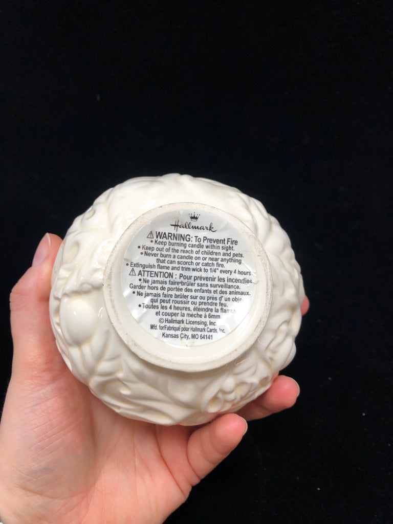 LEAF EMBOSSED HALLMARK CANDLE.
