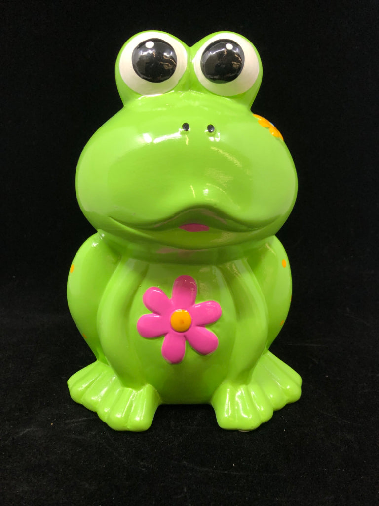 FLOWER FROG COIN BANK.
