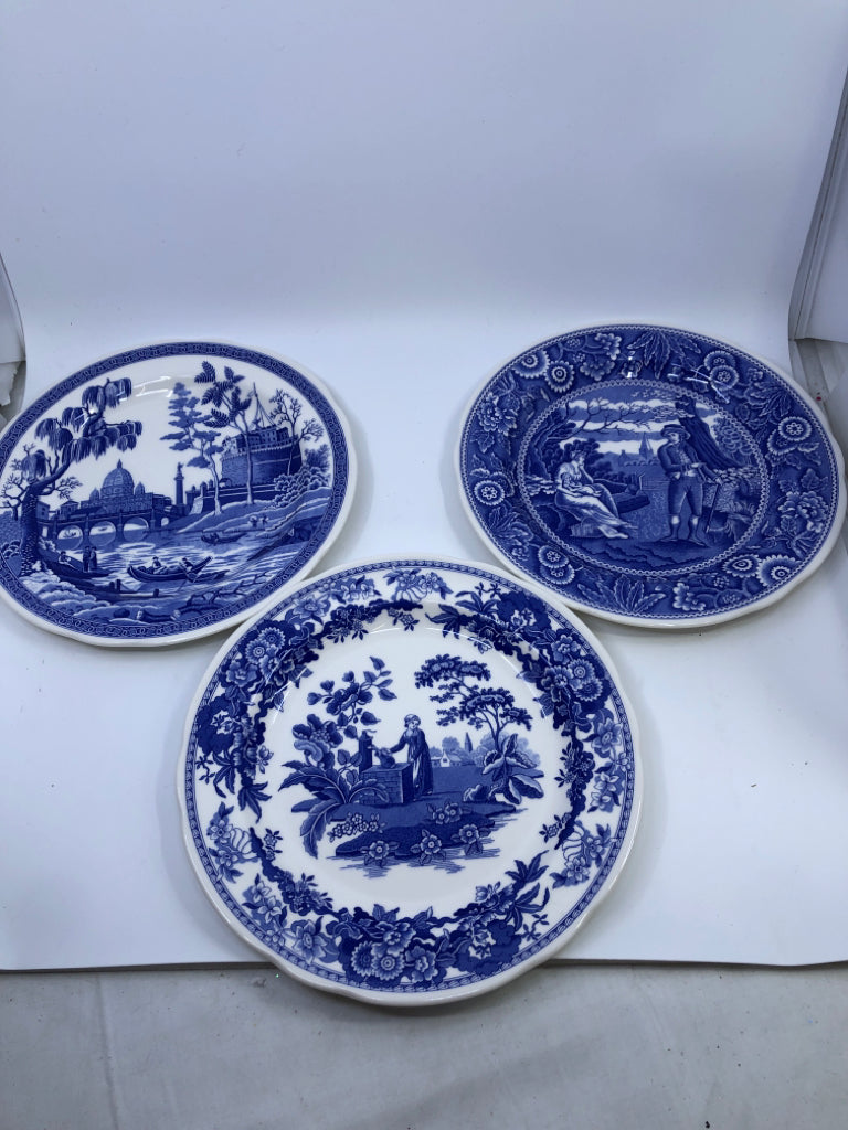 3 SPODE BLUE ROOM  COLLECTION DINNER PLATE SET.