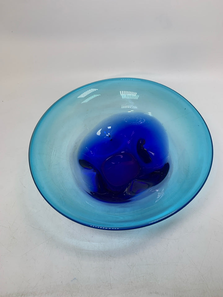 HEAVY DARK BLUE FLARED LIGHT BLUE BOWL.