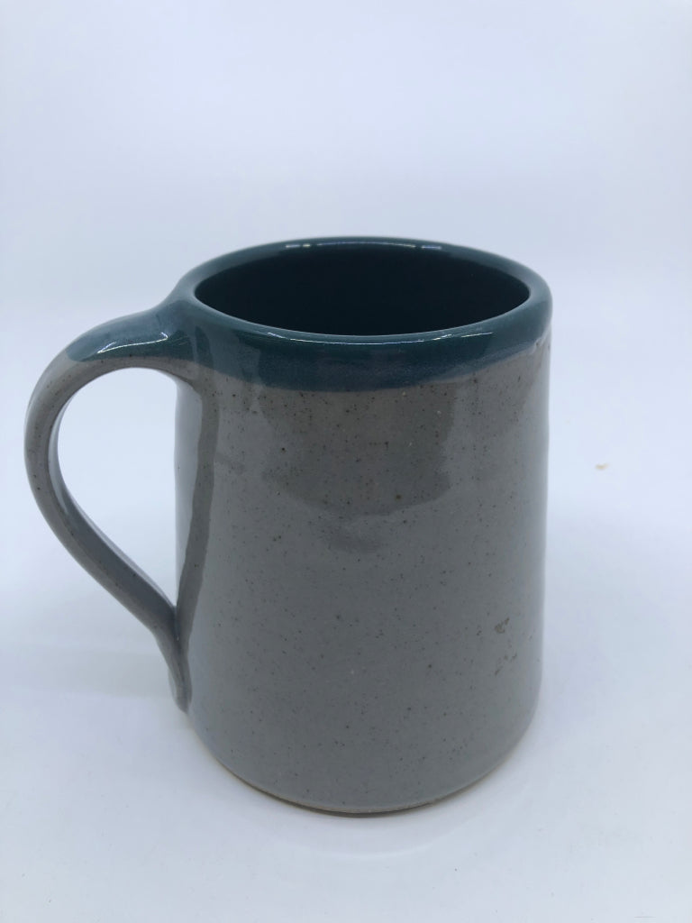 GREAT BAY POTTERY GREEN/BLUE MUG.