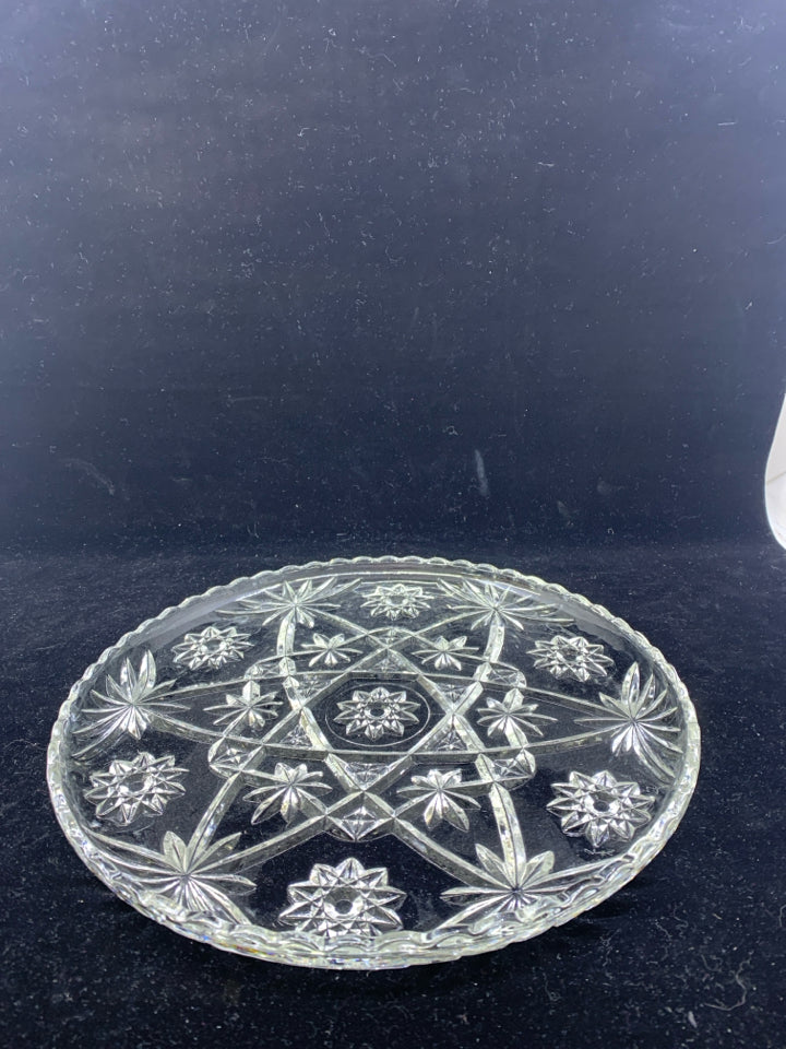 VTG CUT GLASS PLATTER W/WAVY EDGE.