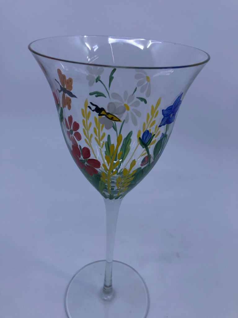2 FLORAL PAINTED GLASSES.