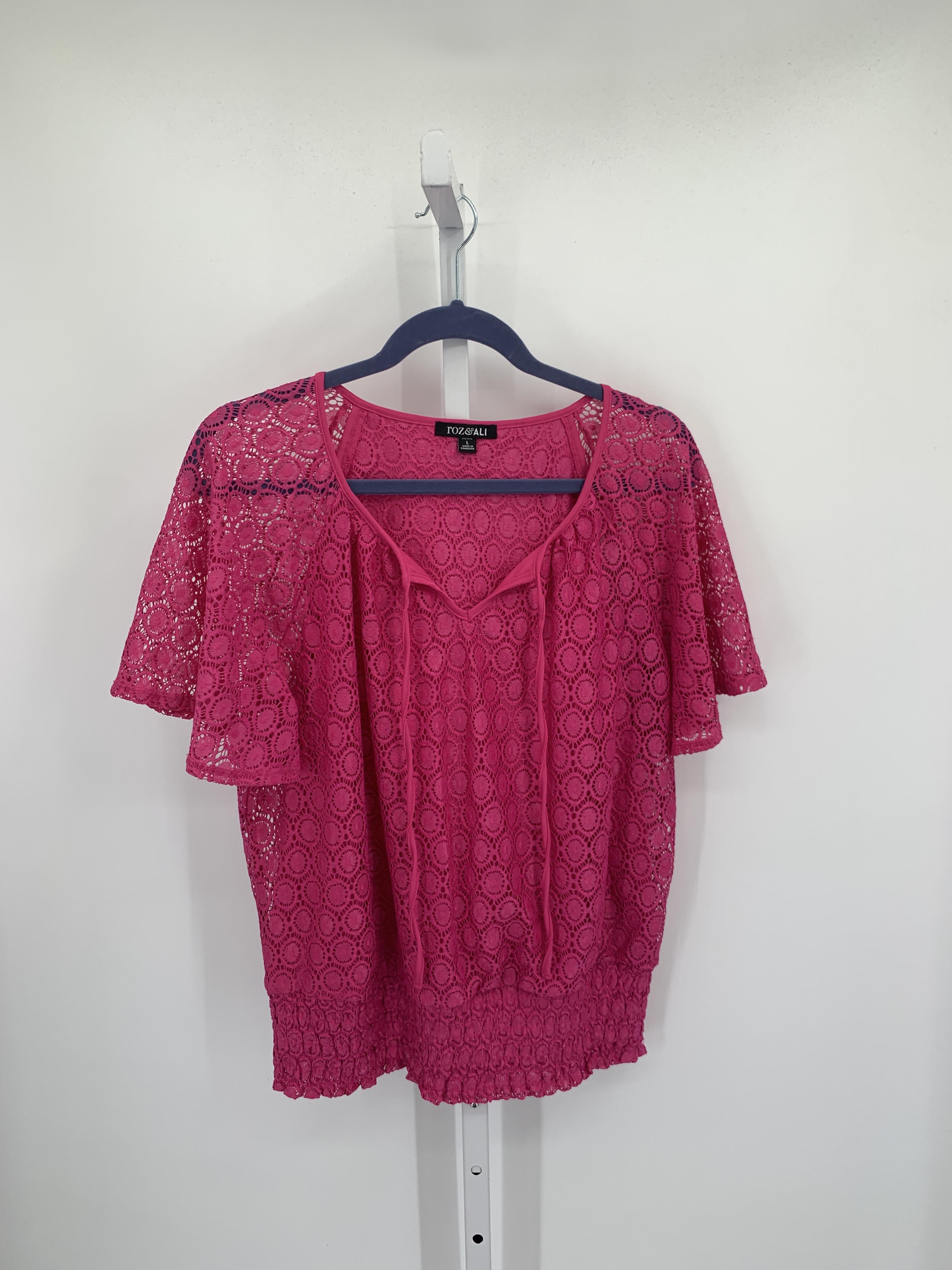 Roz & Ali Size Large Petite Petite Short Sleeve Shirt