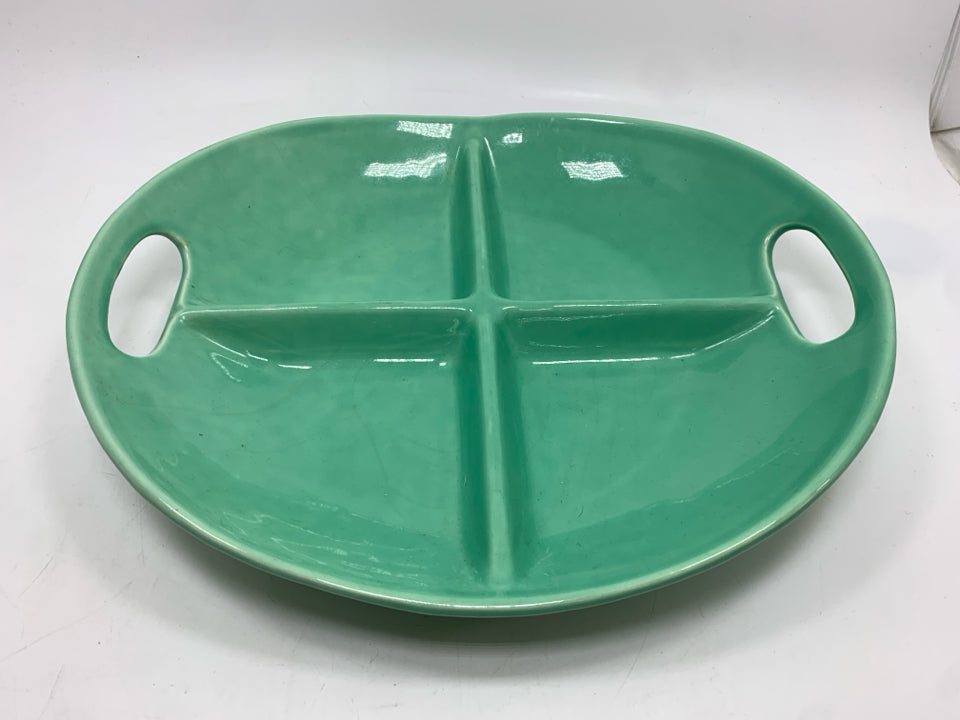 DIVIDED TEAL SERVING TRAY.