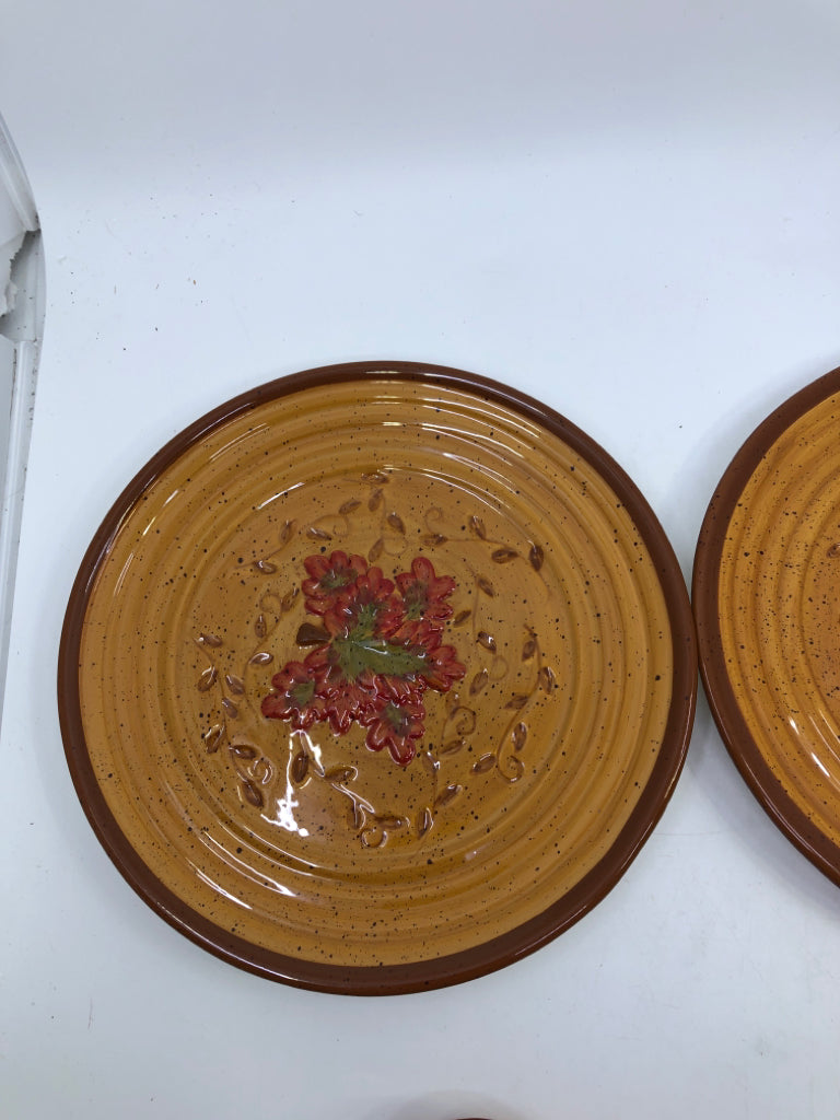 2 EMBOSSED FLORAL SERVING PLATES.