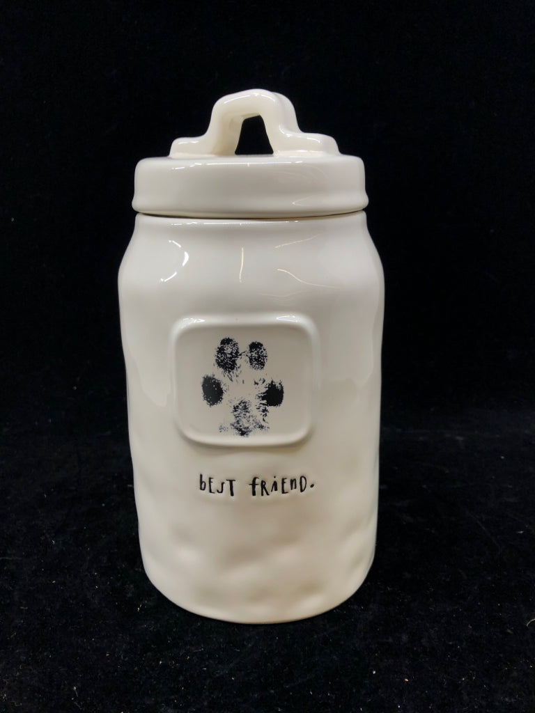 RAE DUNN "BEST FRIEND" PAW PRINT CANISTER.